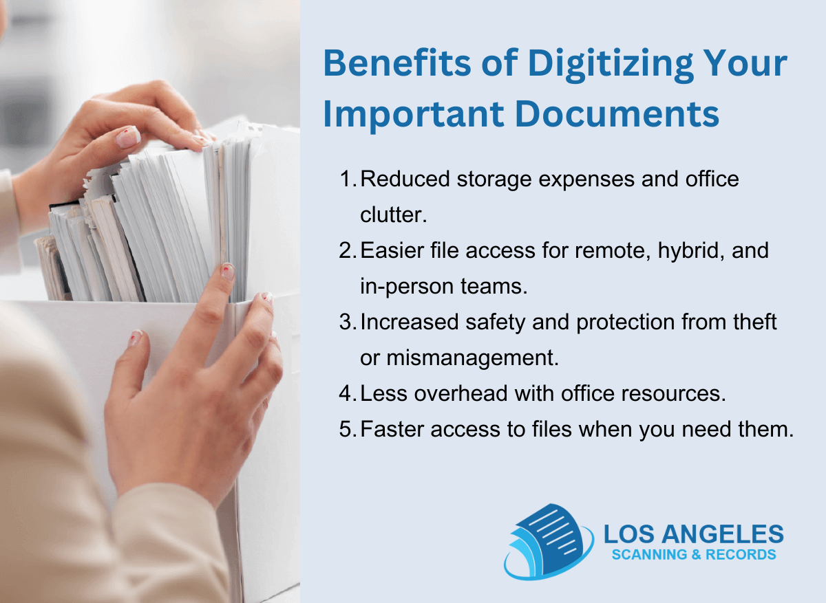 Los Angeles Scanning & Records benefits of digitizing important documents